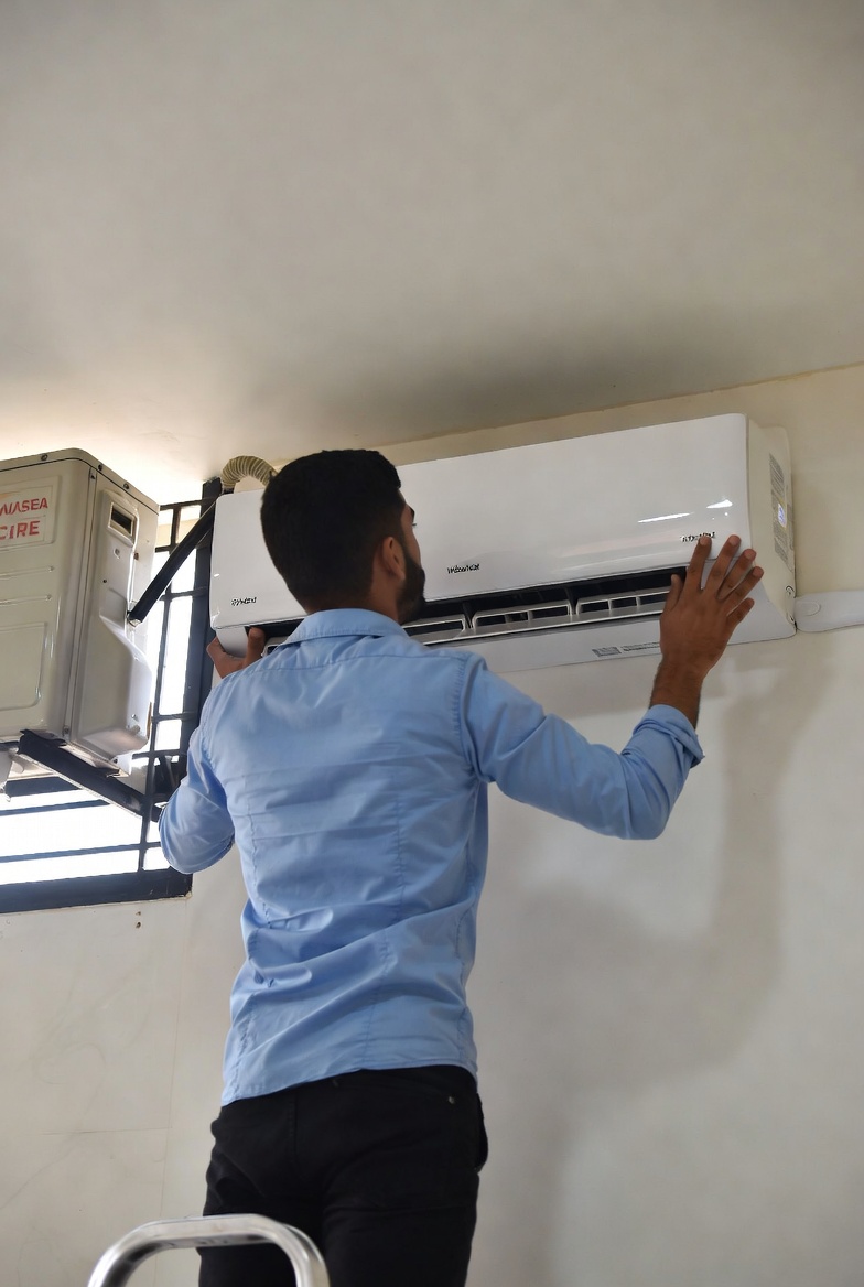 tecnico Ronaldo instalando ar condicionado modelo split inverter