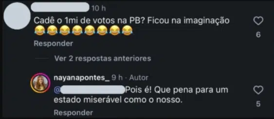 Ex-candidata a vice de Efraim chama Paraíba de "estado miserável", após derrota de Flávio nayana publicacao